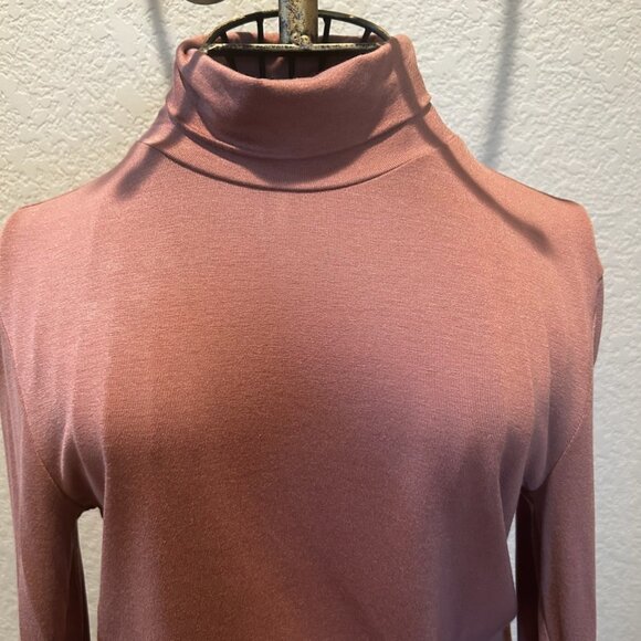 H&M Rose Gold Copper Silky Soft Basic Minimalist Style Turtleneck Size XS - Picture 5 of 9